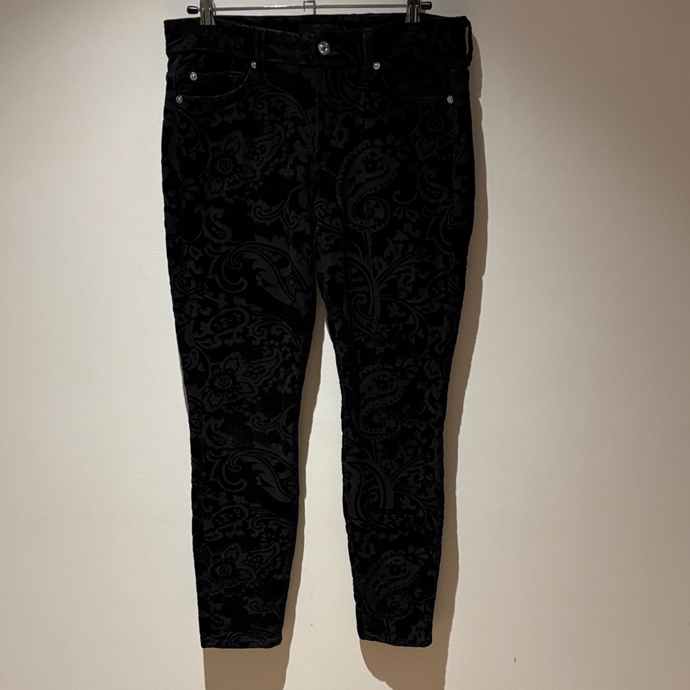 Seven For All Mankind Black Velvet Paisley Pants